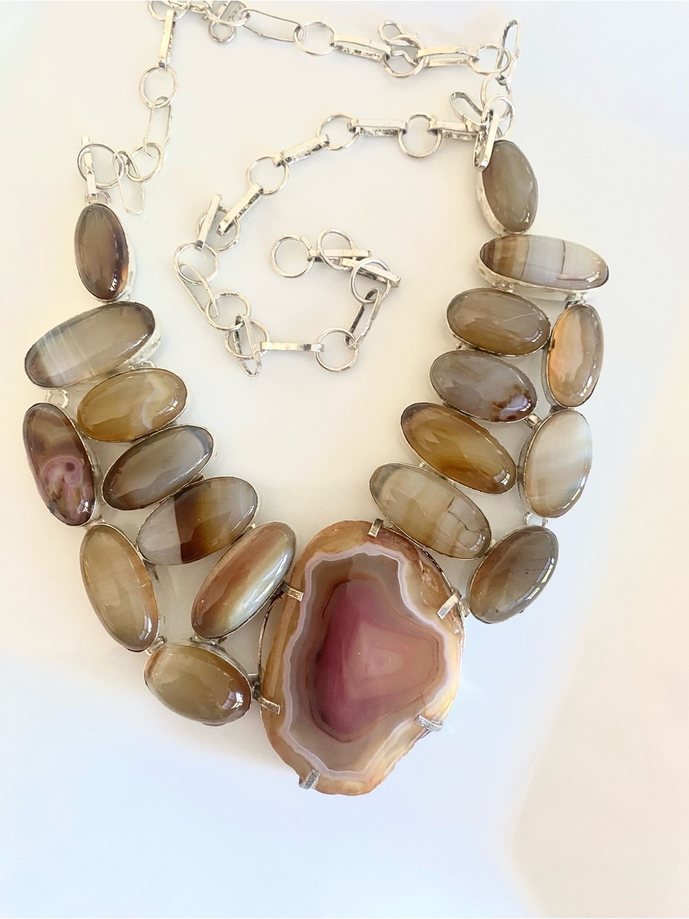 Agate Statement Bib Necklace
